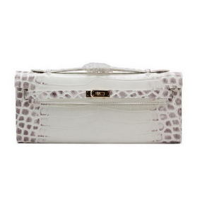 Replica Hermes Kelly Clutch Bag Croco Leather K1002 OffWhite HMSPT6OR386