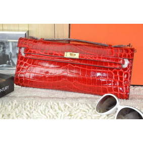Replica Hermes Kelly Clutch Bag Croco Leather K31 Red HMS0LFU2NYZ