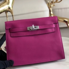 Top Replica Hermes Kelly Danse Handmade Bag In Rose Purple Swift Leather HMSE2V7JWWX