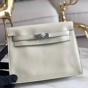 Imitation Hermes Kelly Danse Handmade Bag In White Swift Leather HMS3AJJBCX2