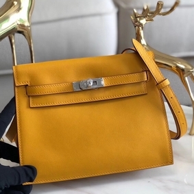 1:1 Replica Hermes Kelly Danse Handmade Bag In Yellow Swift Leather HMSPDEYLJO3
