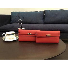 Hermes Kelly Epsom Leather Wallet H4086 Red 1:1 Replica HMS5N5NHXTM
