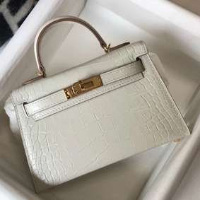 Knockoff Hermes Kelly Mini II Bag In Beton Embossed Crocodile Leather HMSI118L026