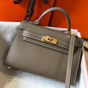 Fake Hermes Kelly Mini II Bag In Taupe Grey Epsom Leather GHW HMS4G4SJ67L