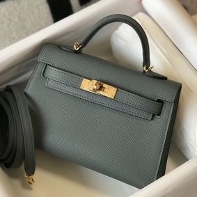 Hermes Kelly Mini II Bag In Vert Amande Epsom Leather GHW 1:1 Replica HMS9XHLO2K0