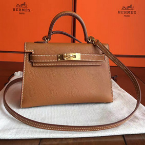 AAA Hermes Kelly Mini II Handmade Bag In Gold Epsom Leather HMSR10D71T9
