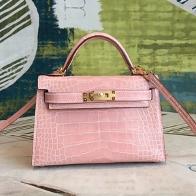 Hermes Kelly Mini II Handmade Bag In Nude Alligator Crocodile HMSJHZ88J58