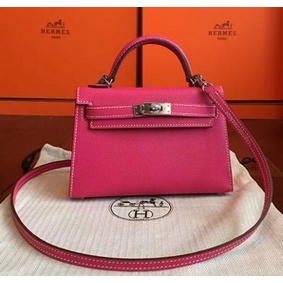 Hermes Kelly Mini II Handmade Bag In Rose Tyrien Epsom Leather Top Replica HMSB3RWC546