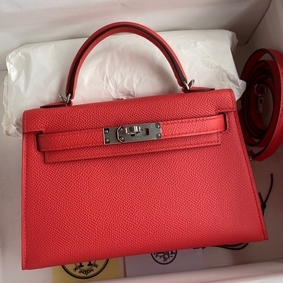 Hermes Kelly Mini II Sellier Handmade Bag In Piment Epsom Calfskin Top Replica HMSN3AC346U