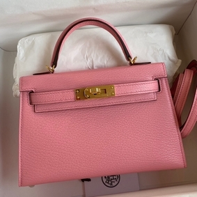 Hermes Kelly Mini II Sellier Handmade Bag In Rose Confetti Chevre Mysore Leather HMS26C2UPBV