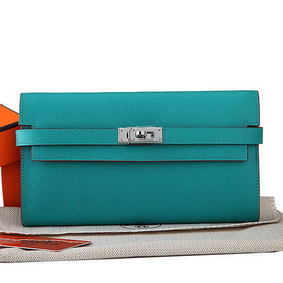 Fake Hermes Kelly Original Saffiano Leather Bi-Fold Wallet A708 Light Green HMSBY40QRPG
