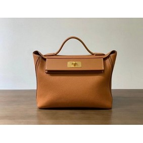 Copy Hermes Kelly Original togo Leather Tote Bag H2424 gold brown HMS719GRL3Y