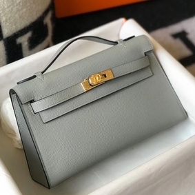 Hermes Kelly Pochette Bag In Blue Glacier Epsom Leather 1:1 Replica HMSFKV63S3G