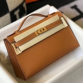 Imitation Hermes Kelly Pochette Bag In God Epsom Leather HMS115UPLHH