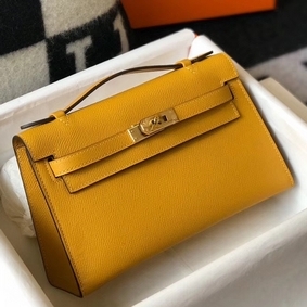 Replica Hermes Kelly Pochette Bag In Yellow Epsom Leather HMSXF94ZF1U