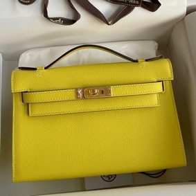 Imitation Hermes Kelly Pochette Handmade Bag In Lime Epsom Calfskin HMSA62847KM