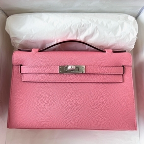 First-class Quality Hermes Kelly Pochette Handmade Bag In Rose Confetti Epsom Calfskin HMS79A9T821