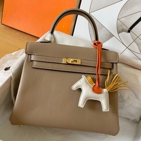 Hermes Kelly Retourne 25 Handmade Bag In Grey Swift Calfskin Replica HMS5DI59M97
