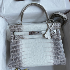 Hermes Kelly Retourne 28 Handmade Bag In Himalaya Crocodile Niloticus Skin HMSGUO991H9