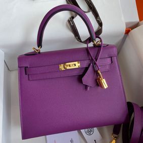 Fake Hermes Kelly Sellier 25 Handmade Bag In Anemone Epsom Calfskin HMS9NXG565W