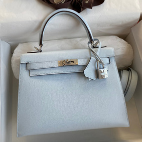 Knockoff Hermes Kelly Sellier 25 Handmade Bag In Blue Brume Epsom Calfskin HMS15UN4TQQ