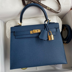 Imitation Hermes Kelly Sellier 25 Handmade Bag In Deep Blue Epsom Calfskin HMSMBRXQ0SZ