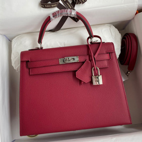 Hermes Kelly Sellier 25 Handmade Bag In Ruby Epsom Calfskin 1:1 Replica HMSD806NZKT