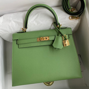Hermes Kelly Sellier 25 Handmade Bag In Vert Criquet Epsom Calfskin HMSY69GLH03