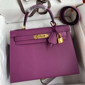 Hermes Kelly Sellier 28 Handmade Bag In Anemone Epsom Calfskin 1:1 Replica HMSSKI4M186