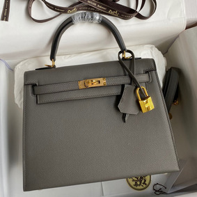 Hermes Kelly Sellier 28 Handmade Bag In Etain Epsom Calfskin Replica HMS8R0F020E