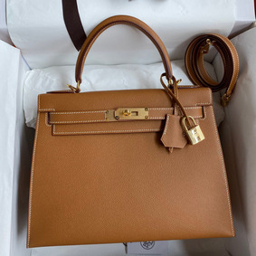 Knockoff Hermes Kelly Sellier 28 Handmade Bag In Gold Epsom Calfskin HMSKO3W6Q7H