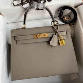 Hermes Kelly Sellier 28 Handmade Bag In Gris Asphalt Epsom Calfskin 1:1 Replica HMS2V8KZE39