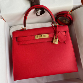 Hermes Kelly Sellier 28 Handmade Bag In Red Epsom Calfskin HMS27U8FFGO