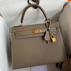 Cheap Hermes Kelly Sellier 28 Handmade Bag In Taupe Epsom Calfskin HMS15SU0L55