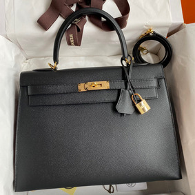 Hermes Kelly Sellier 32 Handmade Bag In Black Epsom Calfskin 1:1 Replica HMSFV893XQ3