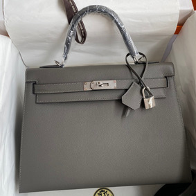 Best Quality Hermes Kelly Sellier 32 Handmade Bag In Etain Epsom Calfskin HMS0SV5LT7A