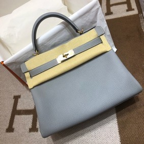 Imitation Hermes Kelly Shoulder Bag Original TOGO Leather KY3255 light blue HMS2R18MD85