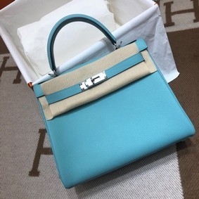 Hermes Kelly Shoulder Bag Original TOGO Leather KY3255 sky blue 1:1 Replica HMSY775TF8A
