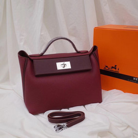 1:1 Replica Hermes Kelly togo Leather Tote Bag H2424 Burgundy HMSCDV8JZLQ