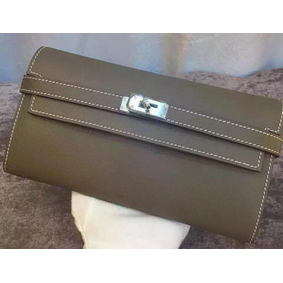 1:1 Replica Hermes Kelly Wallet Epsom Leather H009 Grey HMS691AWXQZ