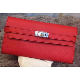 Imitation Hermes Kelly Wallet Epsom Leather H009 Red HMSZYEXO334