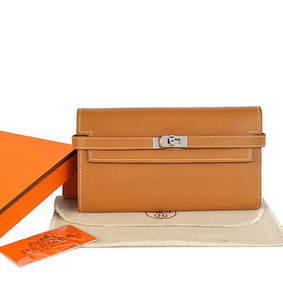 Hermes Kelly Wallet Togo Leather Bi-Fold Purse A708 Camel 1:1 Replica HMS52SSL18E