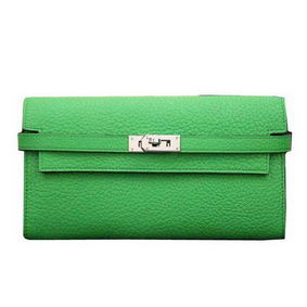Replica Hermes Kelly Wallet Togo Leather Bi-Fold Purse HA708W Green HMS4965I266