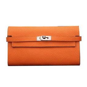 Hermes Kelly Wallet Togo Leather Bi-Fold Purse HA708W Orange 1:1 Replica HMSO0U8WFK7