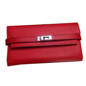 1:1 Replica Hermes Kelly Wallet Togo Leather Bi-Fold Purse HA708W Red HMS89YG0J65
