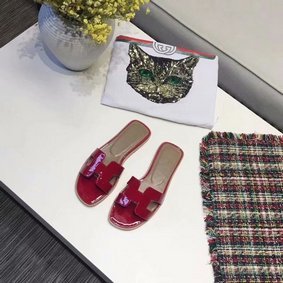 Hermes lady leather Slipper HO808HMJ red Top Replica HMS91MEJE4P
