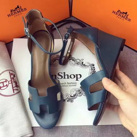AAA Hermes Leather 70mm Sandal H0741 Blue HMSI54NR51L