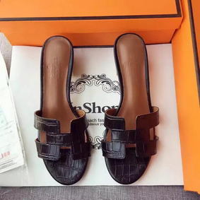 Hermes Leather Slipper HO742 Black Replica HMS124P910R