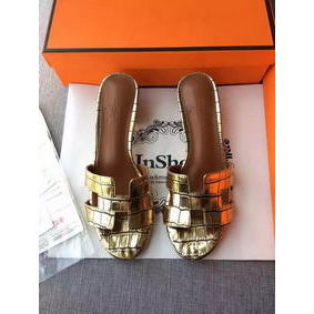 Hermes Leather Slipper HO742 Gold Top Replica HMSGCNB79I0