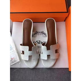 1:1 Replica Hermes Leather Slipper HO742 White HMSCPJK7LIS